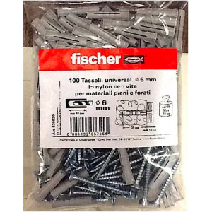 TASSELLO BUSTINA DA 6/30 MM CON VITE PZ.100 FISCHER