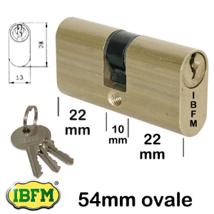CILINDRO OVALE OTTONE LUCIDO (27+27) MM.54 IBFM ART.2302/U 