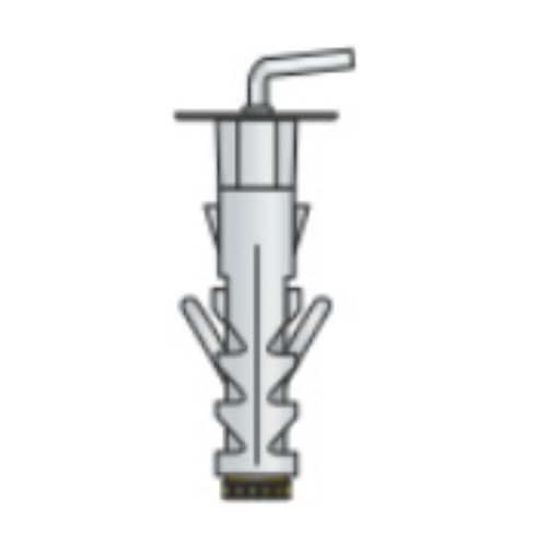 Tassello prolungato nylon c/gancio corto e rondella acc. zn. 9X50 PZ.100