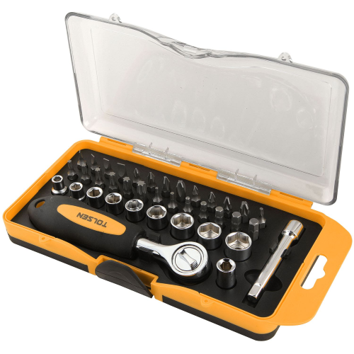 SET DI 38 PUNTE  A BUSSOLA CRICCHETTO 1/4 E INSERTI 20035T