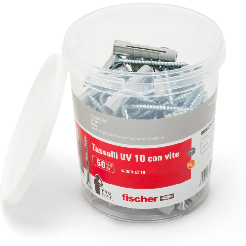TASSELLO IN BARATTOLO CON VITE UV 10 S 10/50 PZ.50 FISCHER