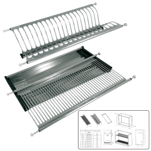 SCOLAPIATTI INOX CON MOLLA E VASCHETTA L.760 MM