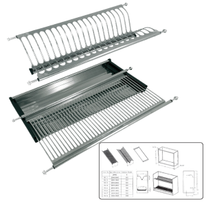 SCOLAPIATTI INOX CON MOLLA E VASCHETTA L.860 MM