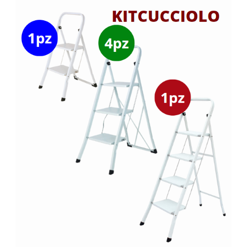KIT SGABELLO CUCCIOLO (1) 2GRADINI - (4) 3 GRADINI - (1) 4 GRADINI