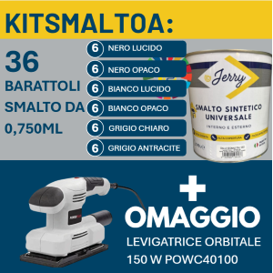KIT SMALTO A: 36PZ SMALTO JERRY + OMAGGIO LEVIGATRICE ORBITALE 150 W POWC40100