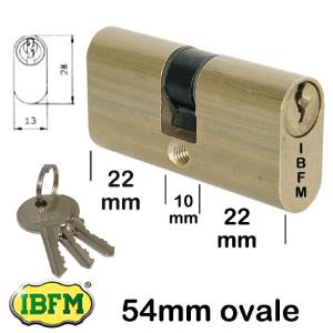 CILINDRO OVALE OTTONE LUCIDO (27+27) MM.54 IBFM ART.2302/U