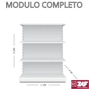 MODULO COMPLETO MURALE ZAF H 205 L100 P40 X BASE + 4 RIP. BIANCO
