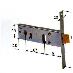 SERRATURA AD INFILO A CILINDRO PER ALLUMINIO MM.80