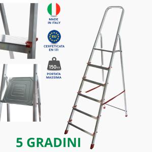 SCALA ALLUMINIO MARTINA 5 GRADINI PORT.150KG