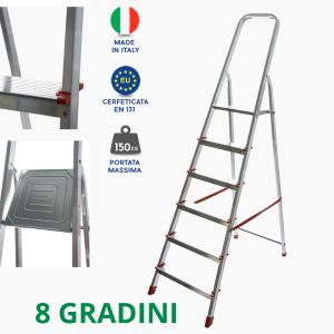SCALA ALLUMINIO MARTINA 8 GRADINI PORT.150KG
